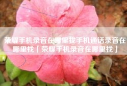 荣耀手机录音在哪里找手机通话录音在哪里找「荣耀手机录音在哪里找」