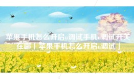 苹果手机怎么开启u调试手机u调试开关在哪「苹果手机怎么开启u调试」