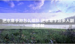 逆水寒手游怎么组队 逆水寒手游多人副本详解