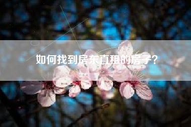 如何找到房东直租的房子？