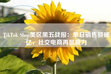 TikTok Shop美区黑五战报：单日销售额破亿，社交电商再显威力