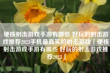 硬核射击游戏手游有哪些 好玩的射击游戏推荐2023手机最真实的射击游戏「硬核射击游戏手游有哪些 好玩的射击游戏推荐2023」